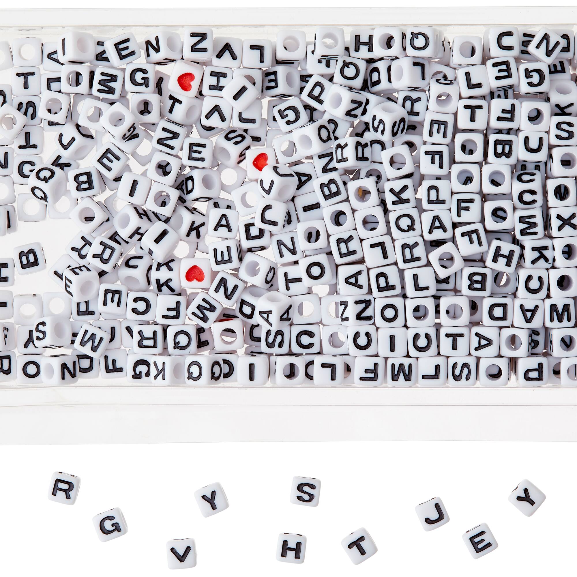 White Alphabet Cube Crafting Beads, 6.7mm by Bead Landing™